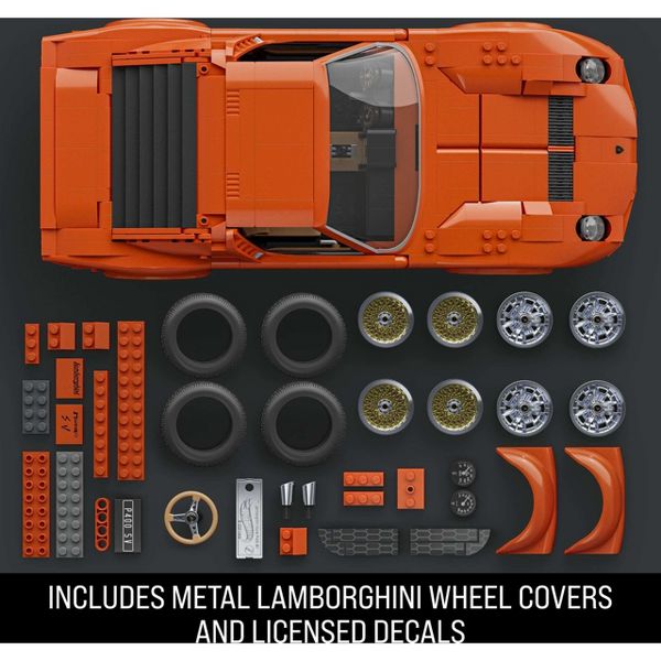 Mattel Brick Shop Hot Wheels '71 Lamborghini Miura P400 SV Building Toy Kit 1523pc, for Collectors