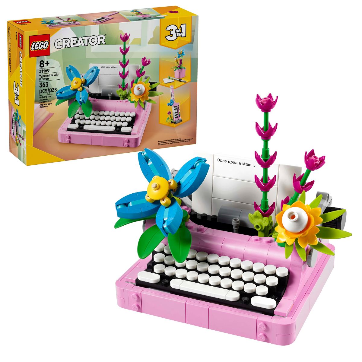 LEGO Creator 3 in 1 Typewriter with Flowers Building Toy with 3 Options Flowerpot or Keytar 31169