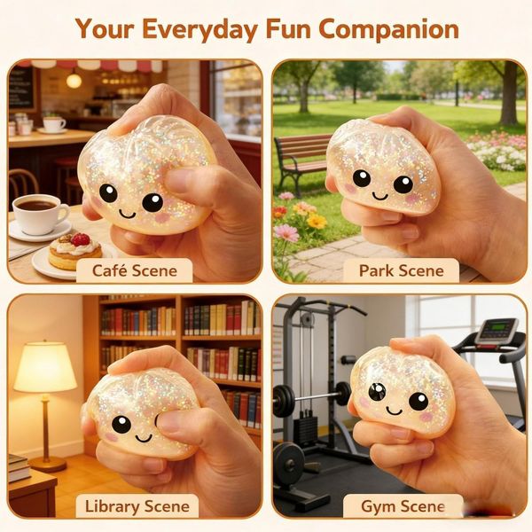Link Dumpling Squishies Mystery Box, 4 Colors Random Mystery Glitter Dumpling Squishies Toy Gift Box (Random Color) Plus Free Gift