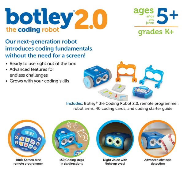 Learning Resources Botley the Coding Robot 2.0, Coding Robot for Kids, STEM Toy, Early Programming, Ages 5+