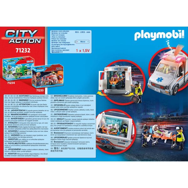 Playmobil Ambulance with Lights: Building Set, Educational Focus on Fine Motor Skills, 63 Pieces
