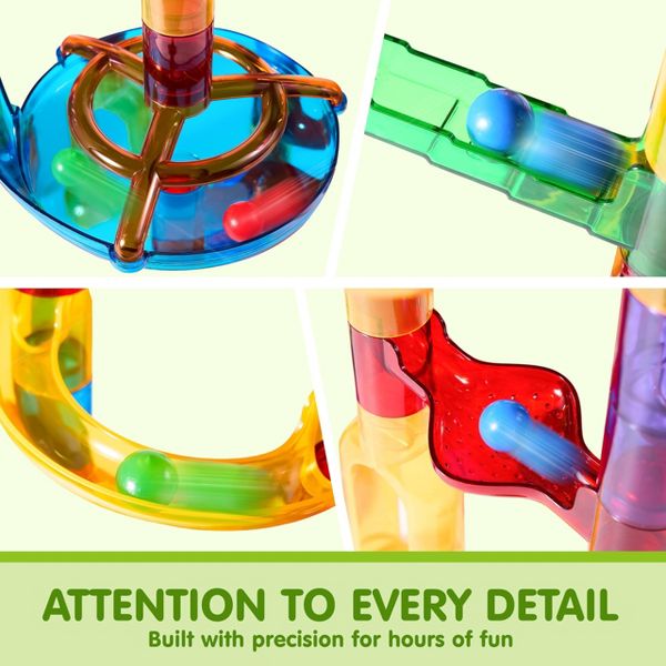 Joyfy 137Pcs Kids Glowing Marble Run Toddler Construction STEM Toy with 15 Glow in The Dark Marbles, Christmas Birthday Gift for Boys Girls Age 3-8