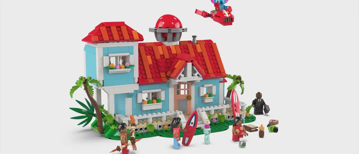 LEGO Disney Lilo and Stitch Beach House Building Toy with 5 Minifigures 43268