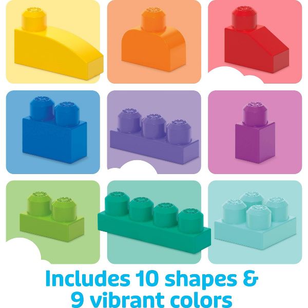 MEGA BLOKS First Builders Big Building Bag Toy Blocks with Blue Storage Bag for Toddler - 80pc