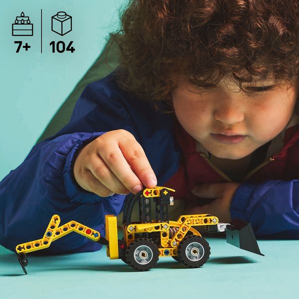 LEGO Technic Backhoe Loader Construction Toy with Back Digger, Scoop & Outriggers 42197