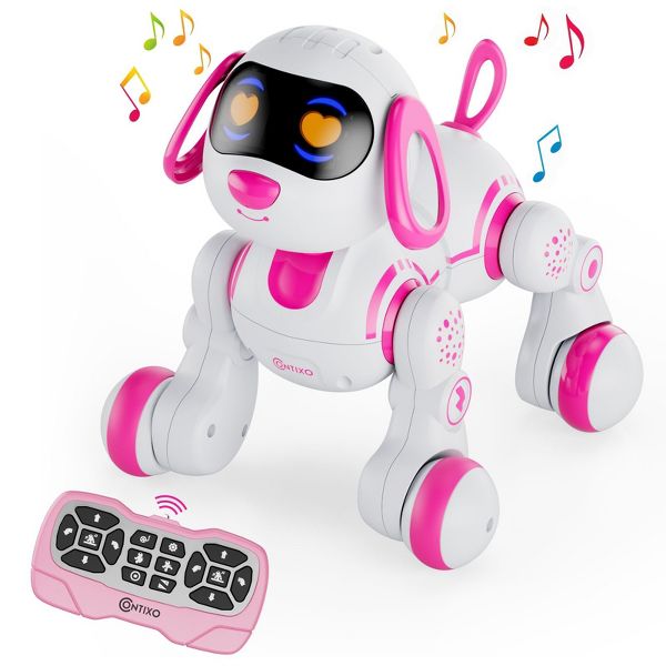 Contixo R3 Smart Puppy 2-Pk, Kids & Toddlers Ages 3-8, Interactive Learning Robot Dog Toy, Remote Control, Lights & Sounds, Boys & Girls - Pink & Blue