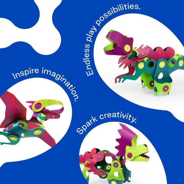 Clixo Dino Discovery Magnetic Set: 22 Flexible Piece STEM Building Set for Kids Ages 6+