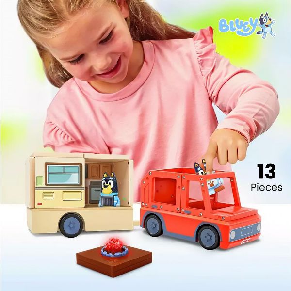 Moose Toys Bluey Heeler Camper Tile Town 13-Piece Magnetic Tile Playset