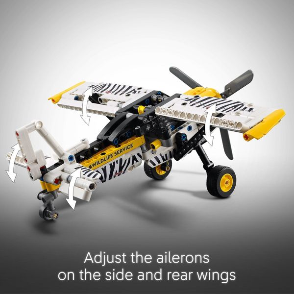 LEGO Technic Bush Plane Building Toy with Spinning Propeller, 4-Cylinder Piston Engine 42198