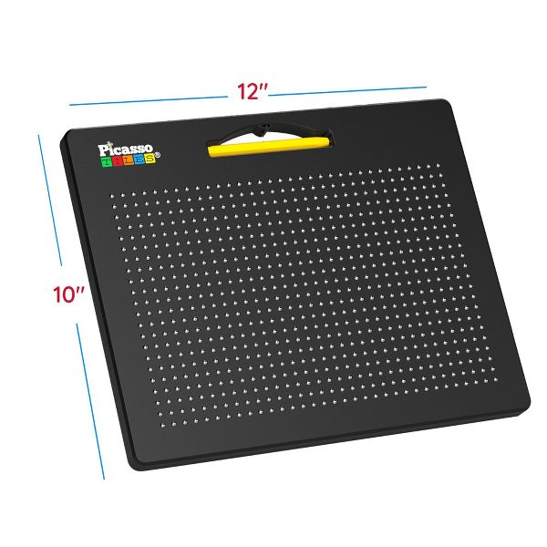 PICASSO-TILES 2-in-1 Magnetic Drawing Board 12x10 Inch Bead Pad with Alphabet & Math, STEM Educational Toy, Reusable Erasable Writing Tablet for Kids