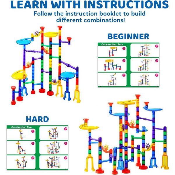 Joyfy 150Pcs Glowing Marble Run Building Blocks, Construction Educational STEM Toy Birthday Christmas Gifts for Boys Girls 3 4 5 6 7 8 Years Old