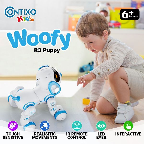 Contixo R3 Smart Puppy, Kids & Toddlers Ages 3-8, Interactive Learning Robot Dog Toy, Remote Control, Lights & Sounds, Boys & Girls - Blue