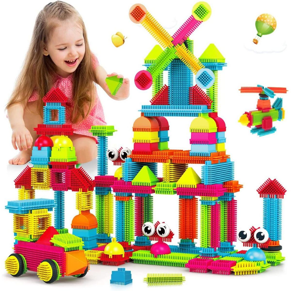 Contixo ST5 STEM Building Toys, 144 pcs Bristle Shape 3D Tiles Construction Educational Block, Creativity Beyond Imagination for Kids Ages 3-8