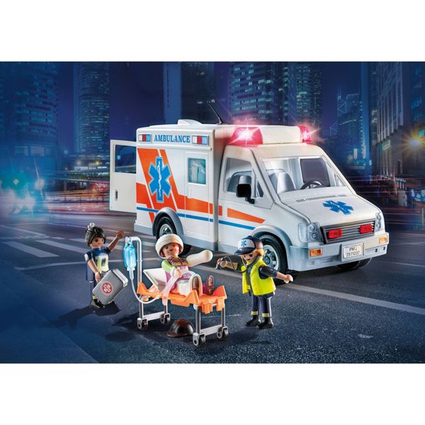 Playmobil Ambulance with Lights: Building Set, Educational Focus on Fine Motor Skills, 63 Pieces