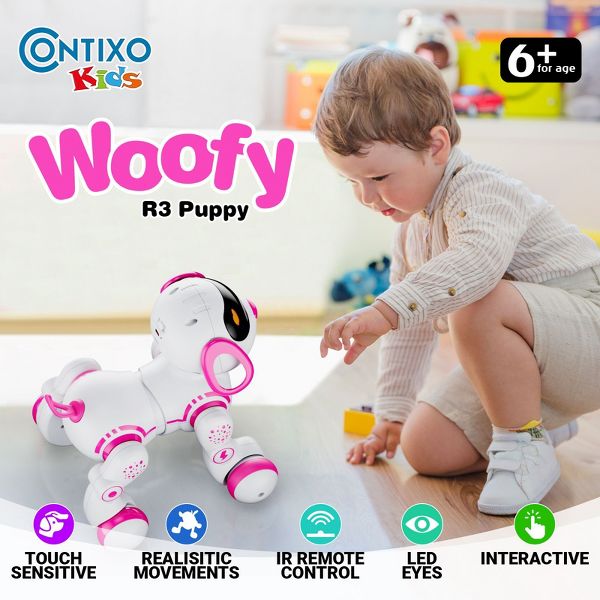 Contixo R3 Smart Puppy, Kids & Toddlers Ages 3-8, Interactive Learning Robot Dog Toy, Remote Control, Lights & Sounds, Boys & Girls - Blue
