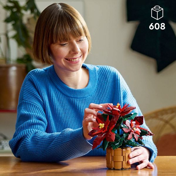LEGO Icons Poinsettia Plant Building Set and Centerpiece Table Decoration 10370
