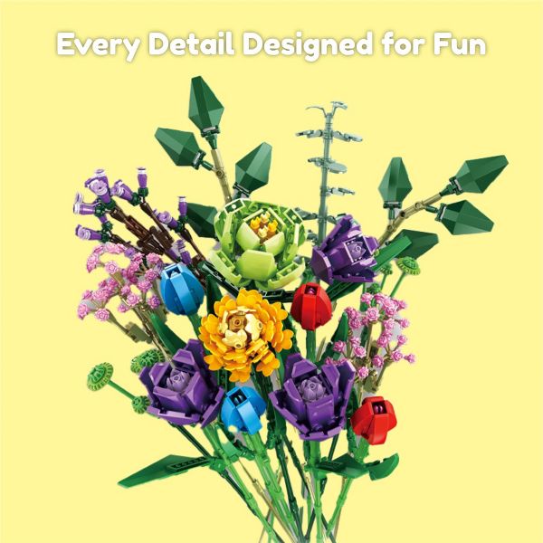 Contixo BK05 Tulip Flower Bouquet Building Block Set, 999 PCS Floral Botanical Construction Toy Gift for Kids Boys Girls Ages 8-12 Adults