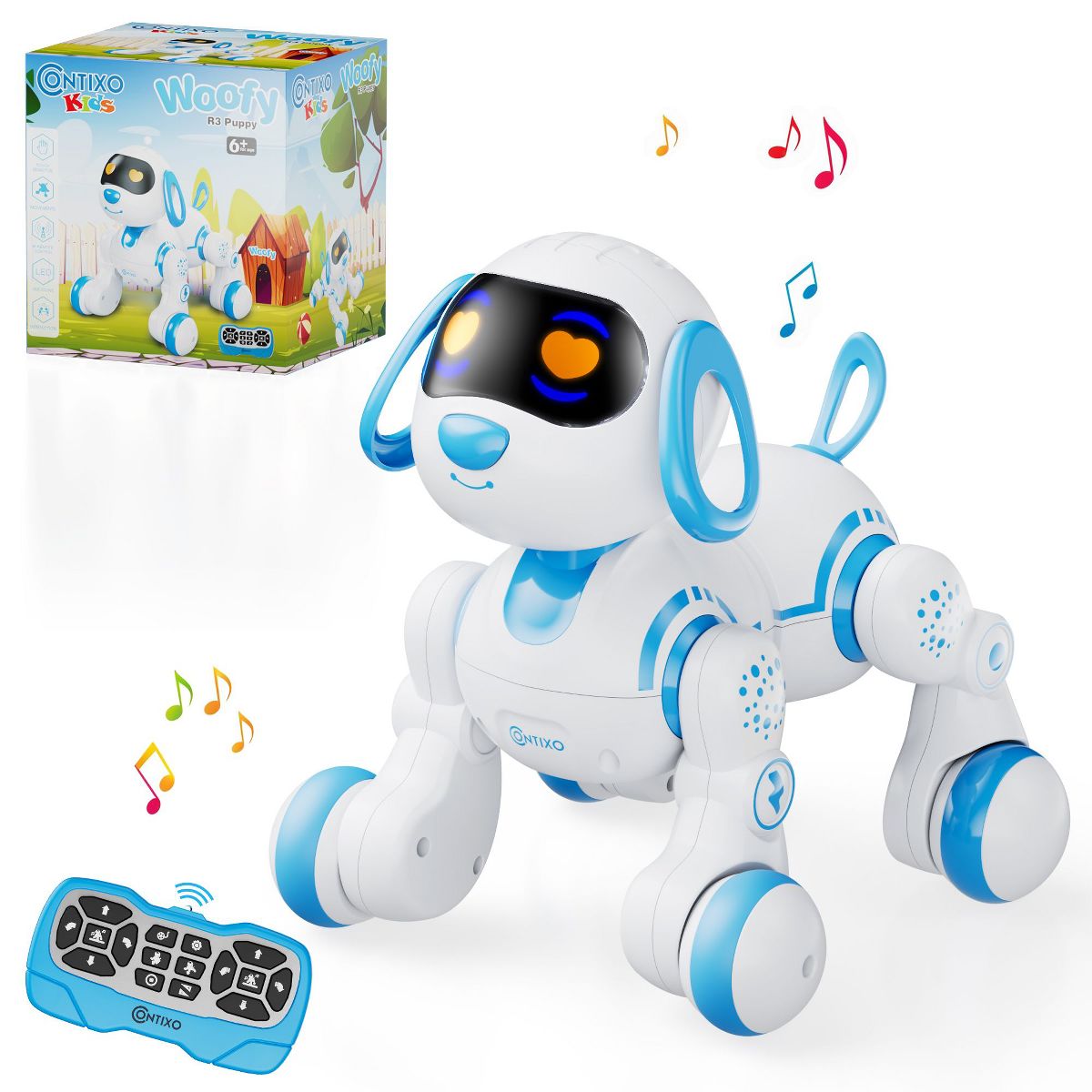 Contixo R3 Smart Puppy, Kids & Toddlers Ages 3-8, Interactive Learning Robot Dog Toy, Remote Control, Lights & Sounds, Boys & Girls - Blue