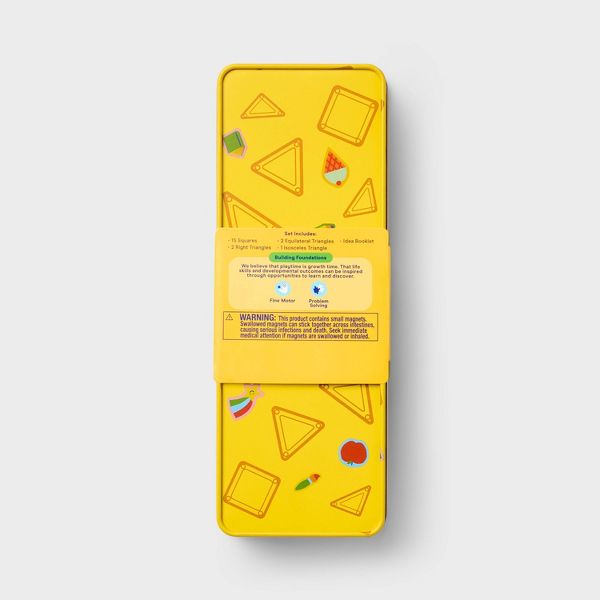 Magnetic Tiles Yellow Tin - Gigglescape™: Educational Toy for Creativity & Fine Motor Skills, 20 Pieces Set