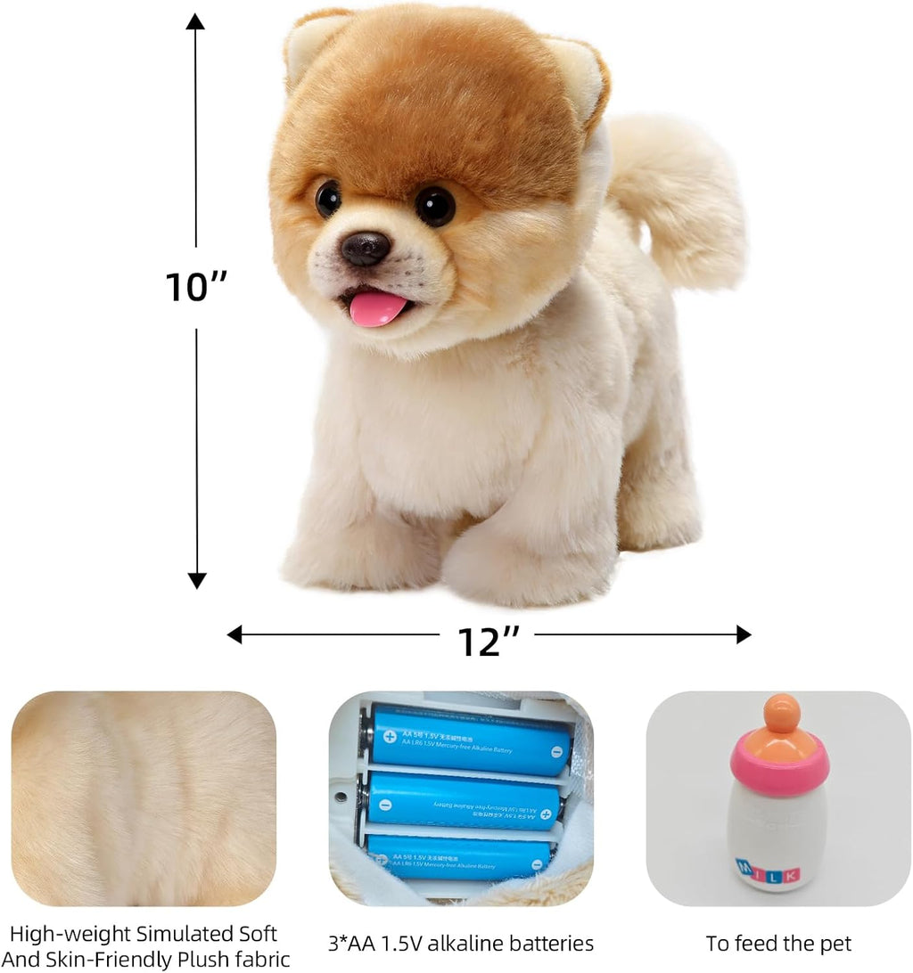 Interactive Plush Pomeranian Dog Toy with Nodding, Barking and Wagging Tail