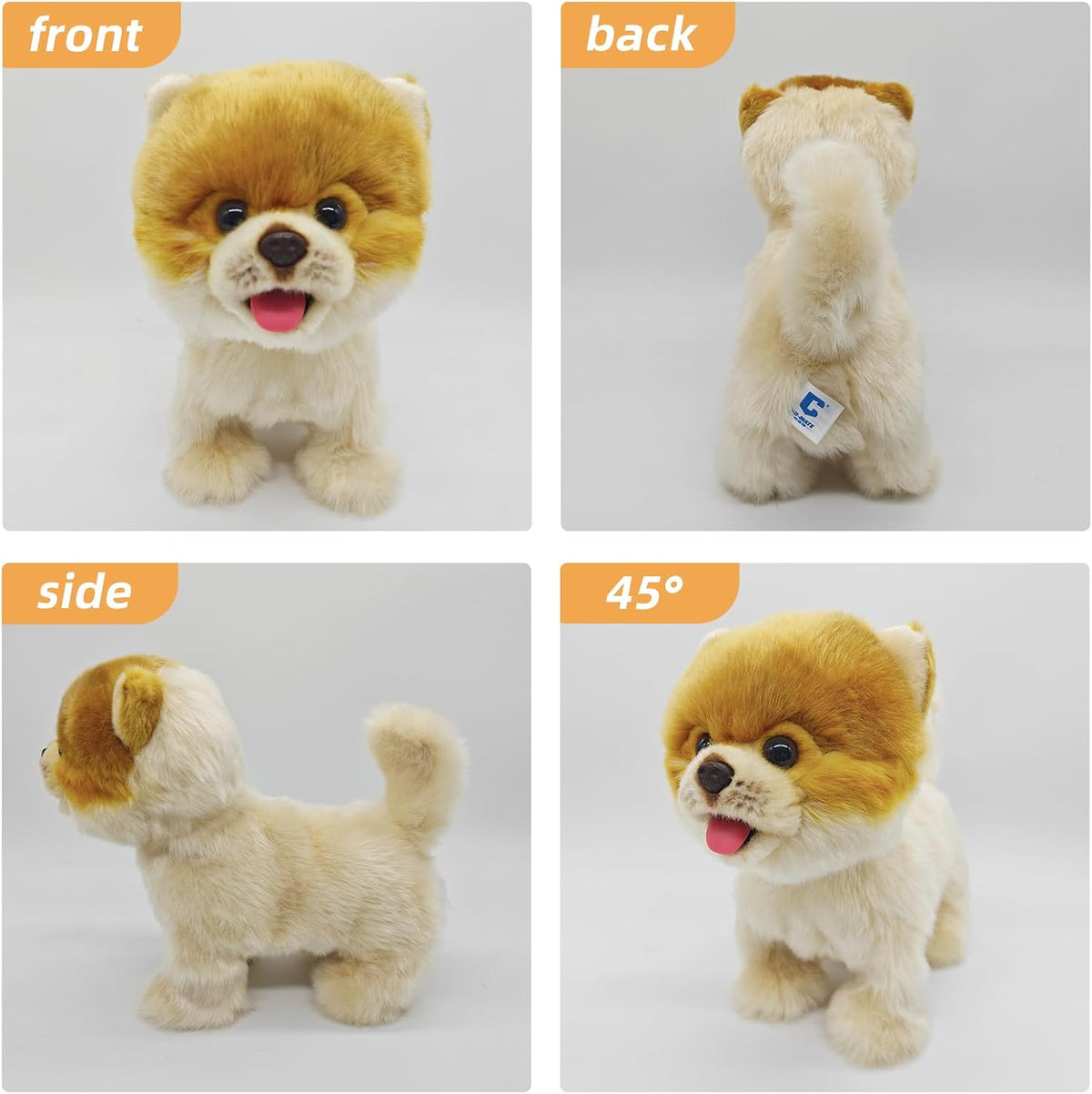 Interactive Plush Pomeranian Dog Toy with Nodding, Barking and Wagging Tail