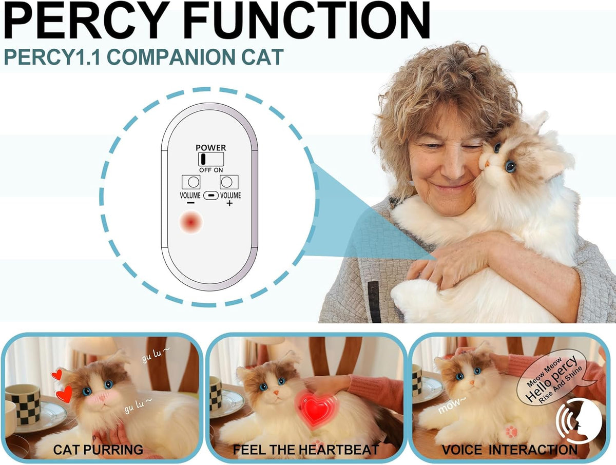 Interactive Plush Robot Cat with Voice, Heartbeat and Purring