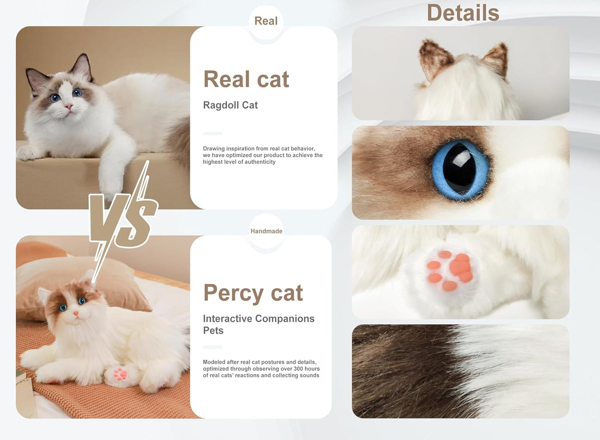 Interactive Plush Robot Cat with Voice, Heartbeat and Purring