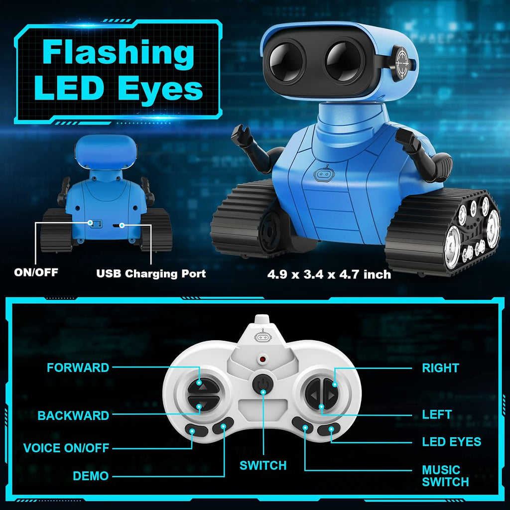 Remote-Controlled Robot Toy with LED Eyes, Dance and Music