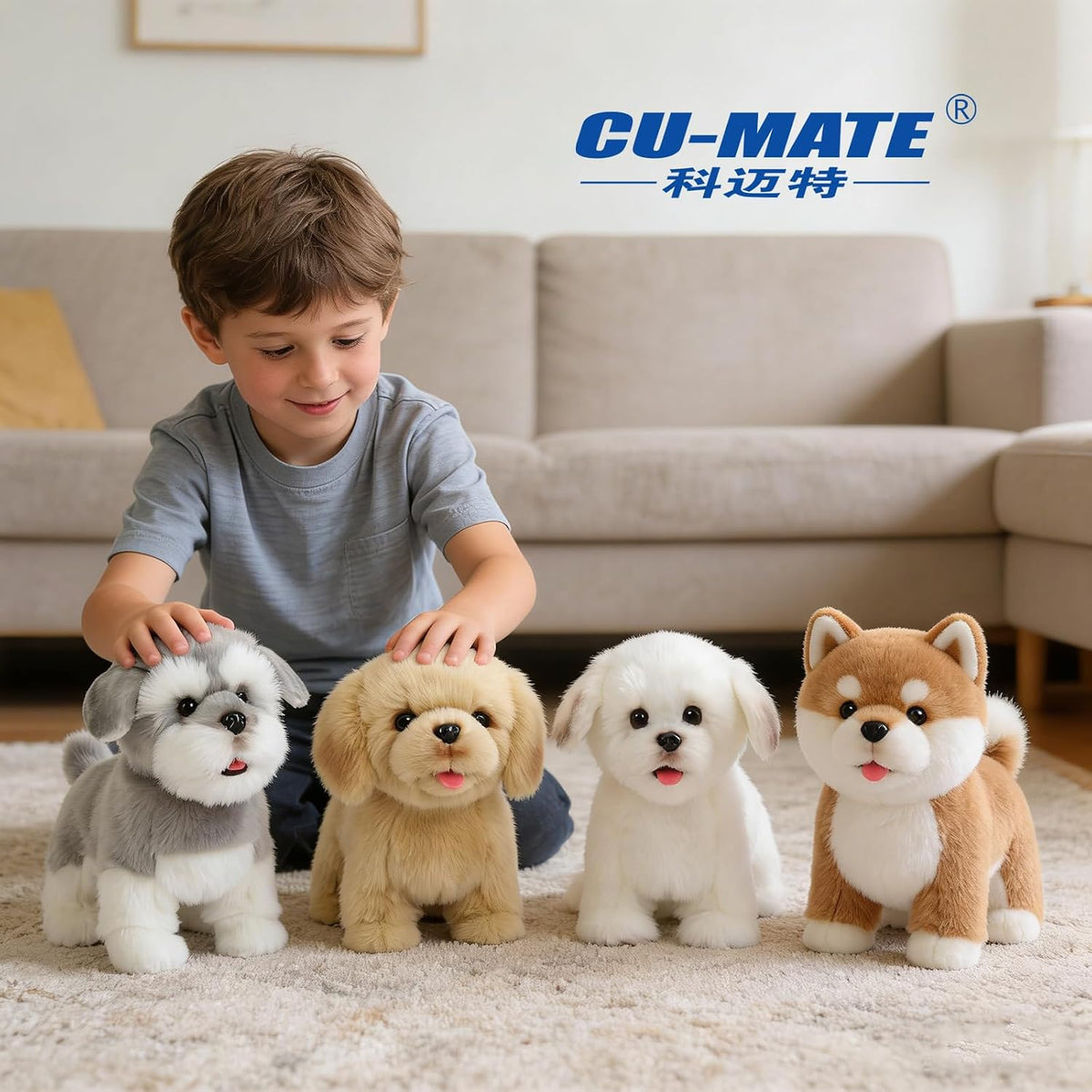 Interactive Plush Pomeranian Dog Toy with Nodding, Barking and Wagging Tail