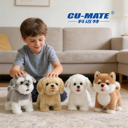 Interactive Plush Pomeranian Dog Toy with Nodding, Barking and Wagging Tail