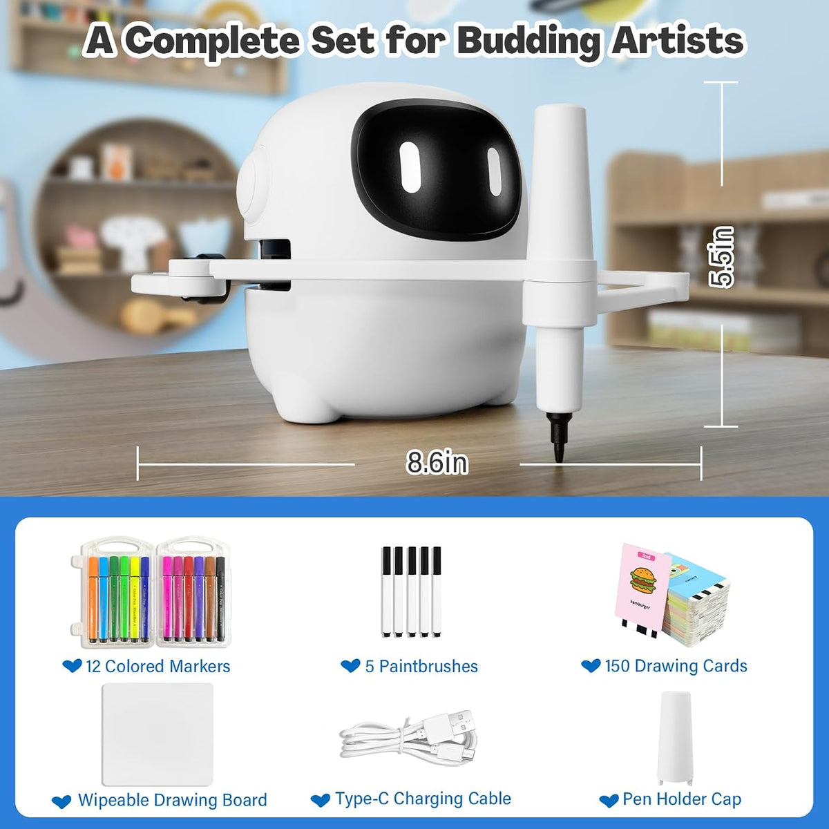 Interactive Drawing Robot with 150 Drawing Cards