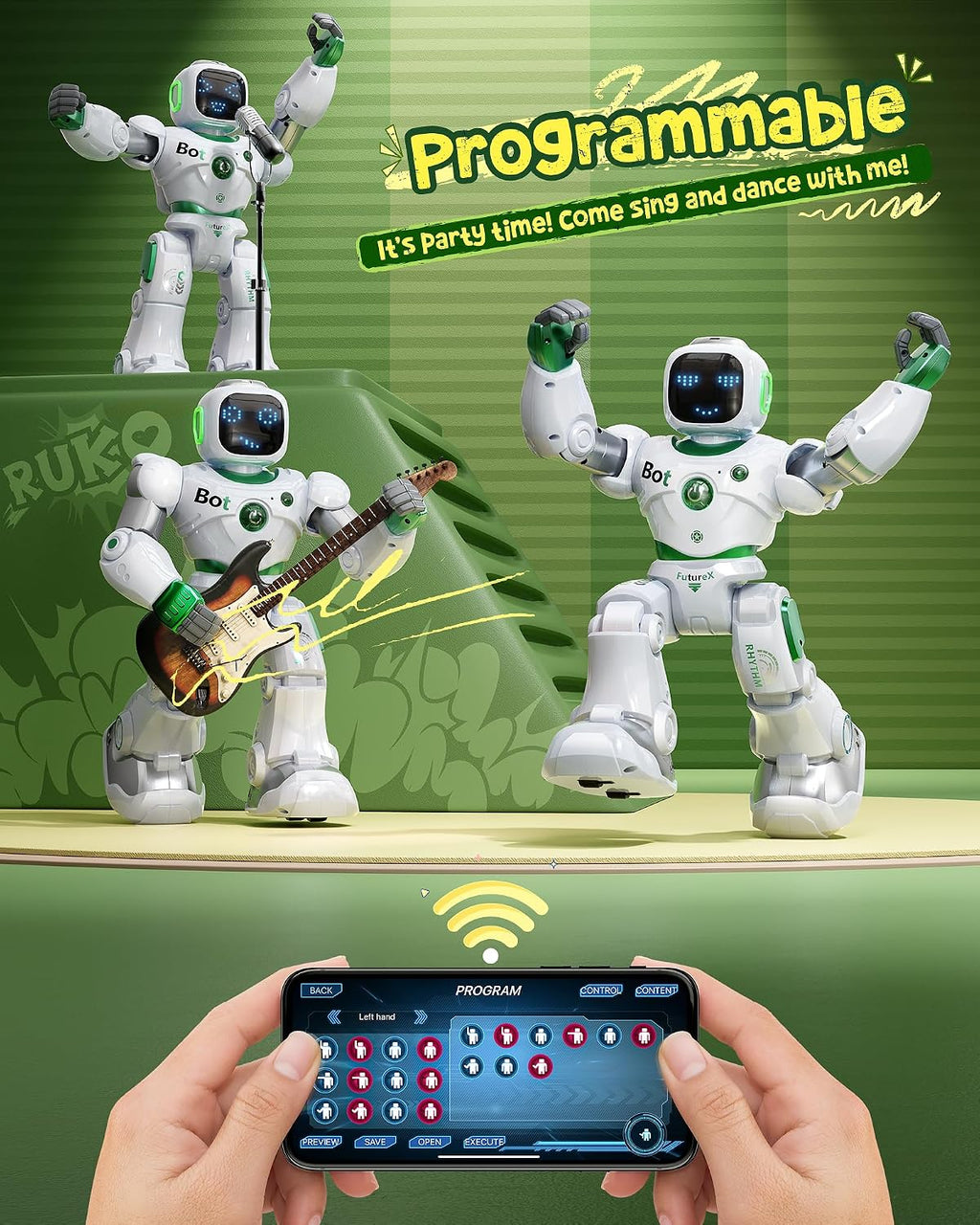 Large Green Remote-Control Robot Toy for Kids