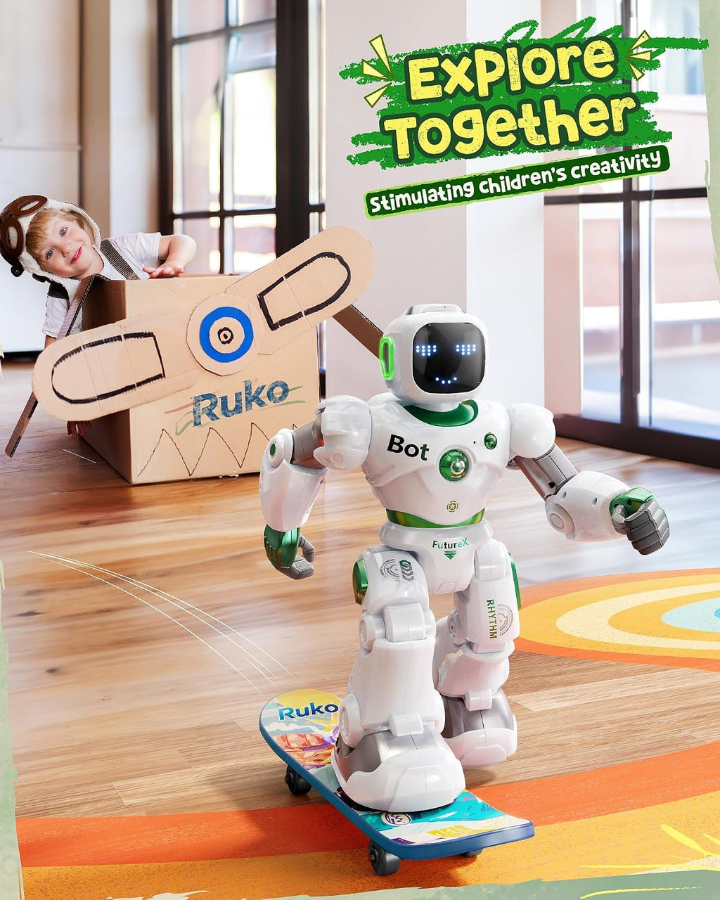 Large Green Remote-Control Robot Toy for Kids