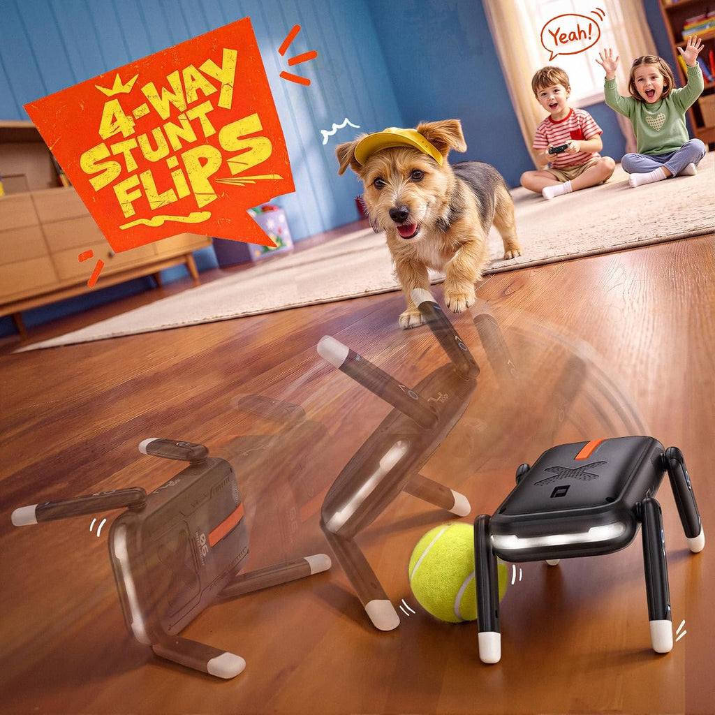 Mini Robot Dog Toy with 4-Way Stunt Flip and Self-Righting