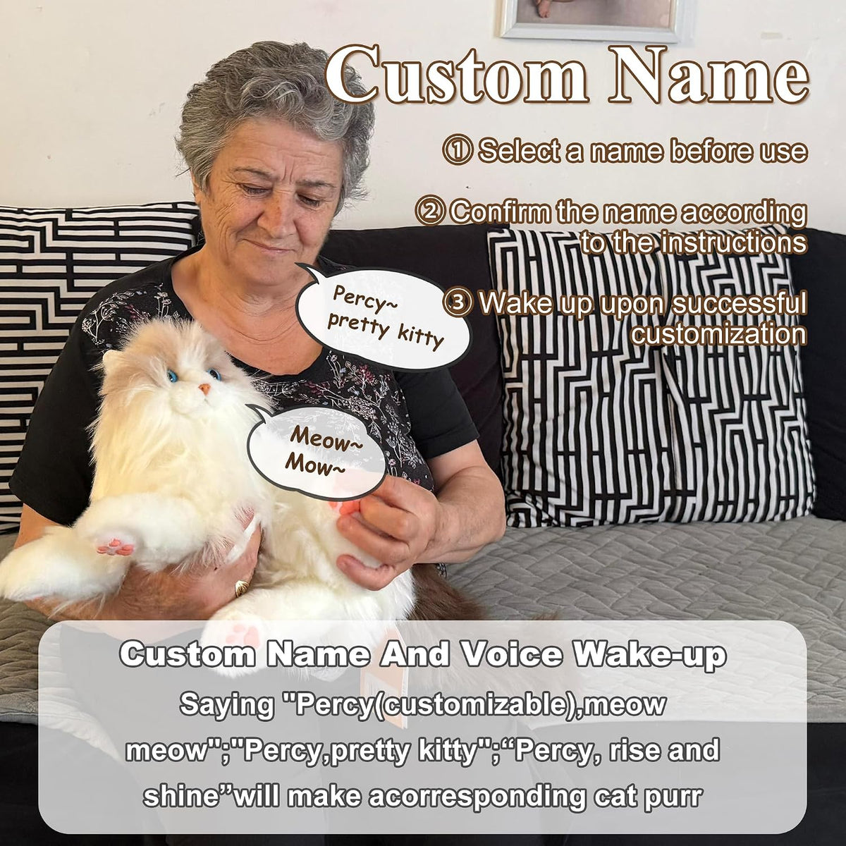 Interactive Plush Robot Cat with Voice, Heartbeat and Purring