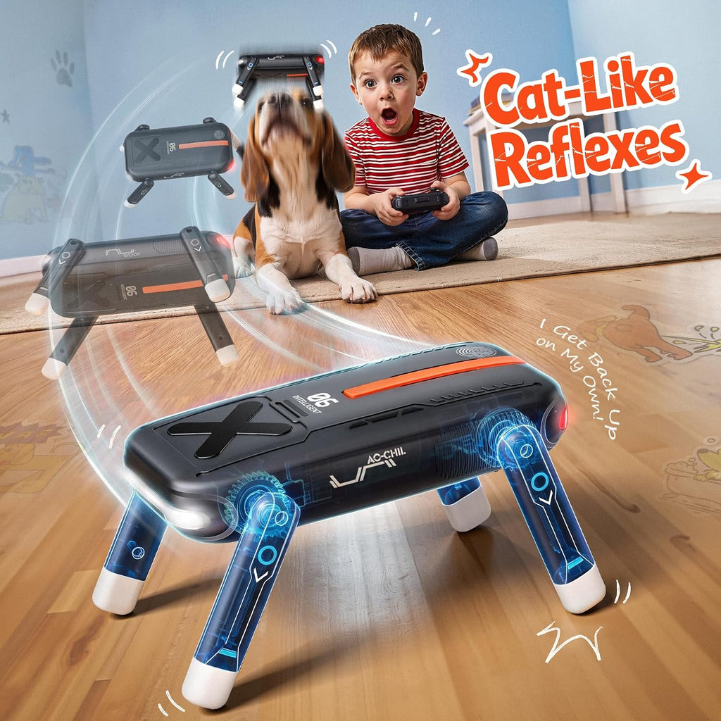 Mini Robot Dog Toy with 4-Way Stunt Flip and Self-Righting