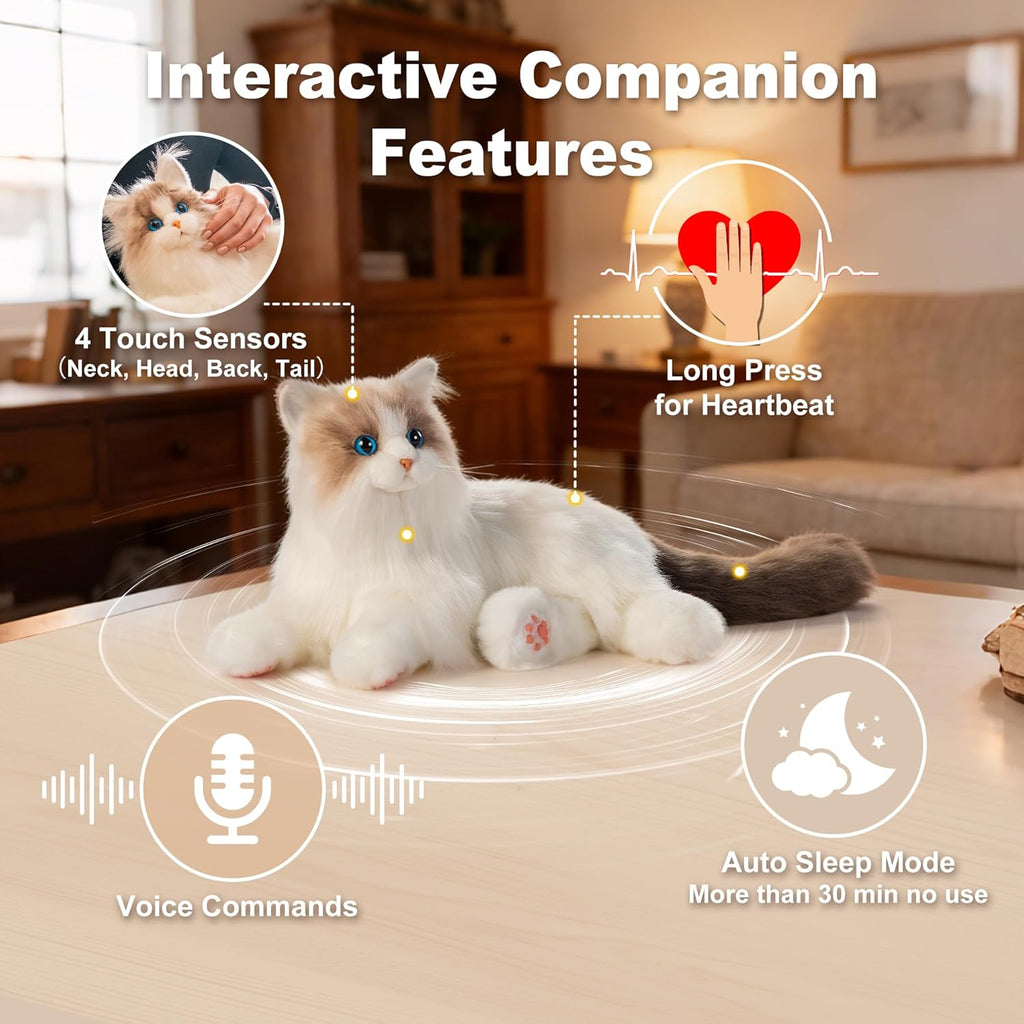 Interactive Plush Robot Cat with Voice, Heartbeat and Purring