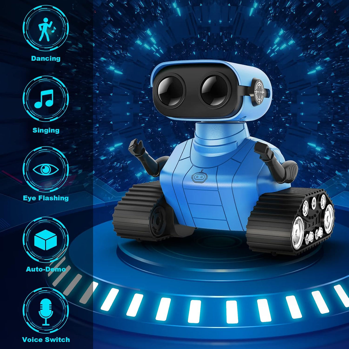 Remote-Controlled Robot Toy with LED Eyes, Dance and Music