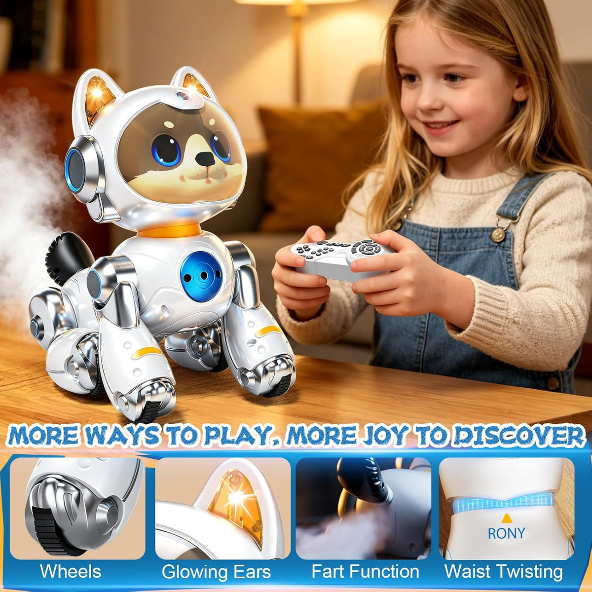 Remote-Controlled Robot Dog Toy with Batteries