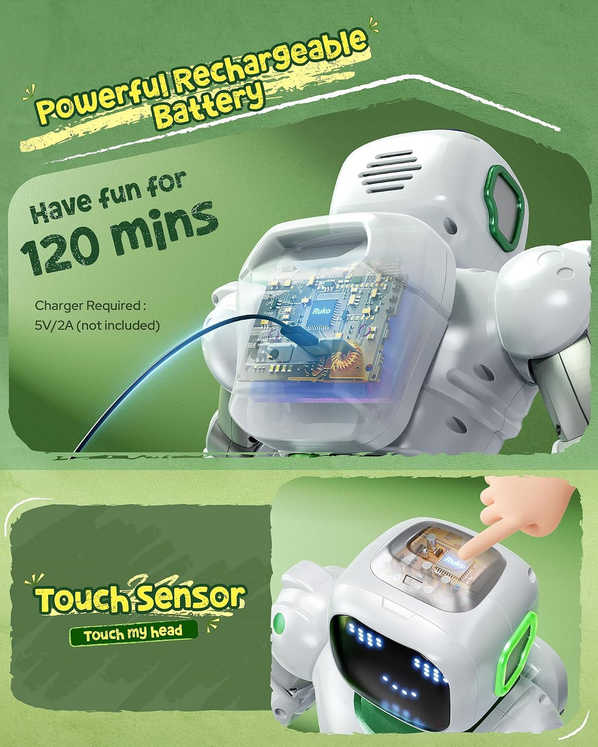 Large Green Remote-Control Robot Toy for Kids