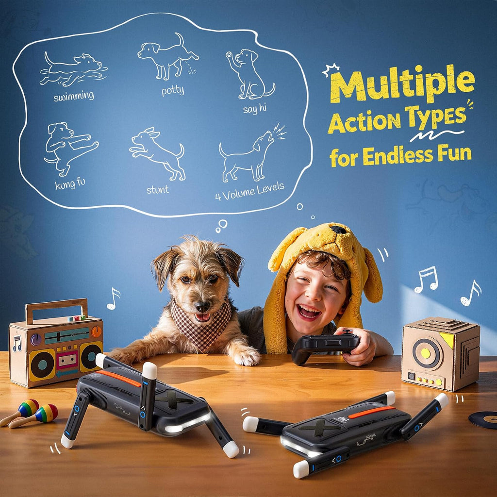 Mini Robot Dog Toy with 4-Way Stunt Flip and Self-Righting