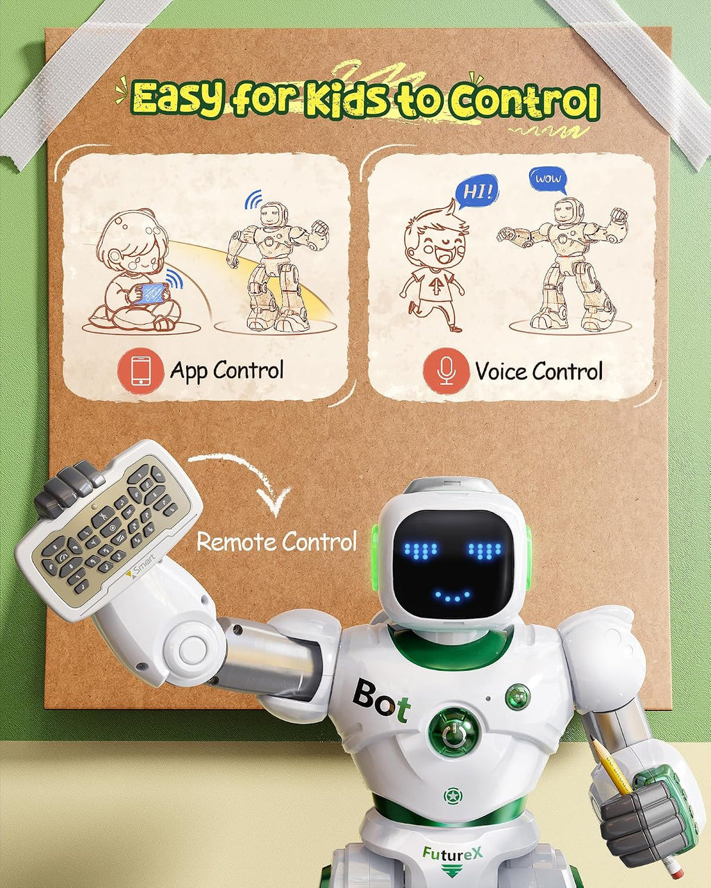 Large Green Remote-Control Robot Toy for Kids
