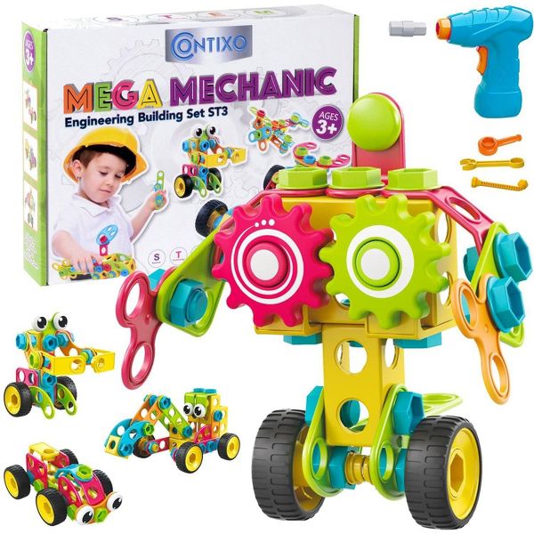 Contixo ST3 Kids 3D Building Blocks STEM Toy Set, 223 PCs Construction Playboards for Creativity & Learning, Ages 3+ Boys Girls Gift
