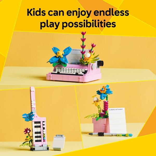 LEGO Creator 3 in 1 Typewriter with Flowers Building Toy with 3 Options Flowerpot or Keytar 31169