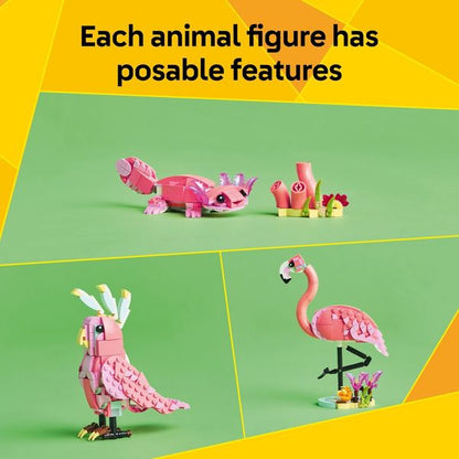LEGO Creator 3 in 1 Wild Animals: Pink Flamingo Toy with 3 Building Options, Pink Flamingo, Cockatoo or Axolotl 31170