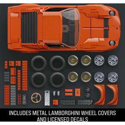 Mattel Brick Shop Hot Wheels '71 Lamborghini Miura P400 SV Building Toy Kit 1523pc, for Collectors
