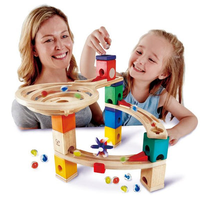 Hape Quadrilla Wooden Marble Run DIY Construction: Race To The Finish