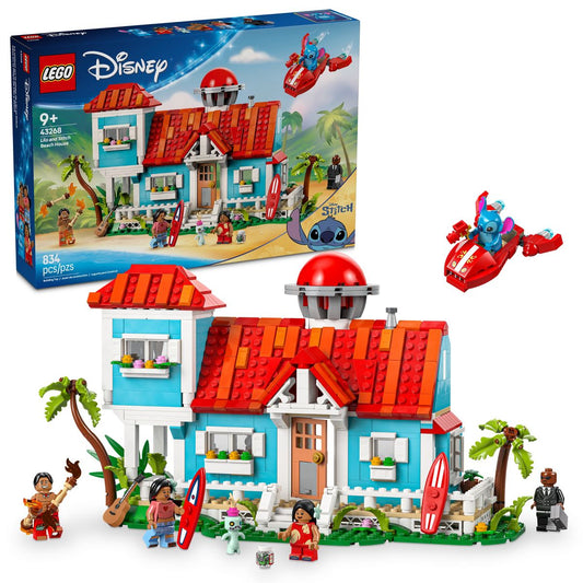 LEGO Disney Lilo and Stitch Beach House Building Toy with 5 Minifigures 43268
