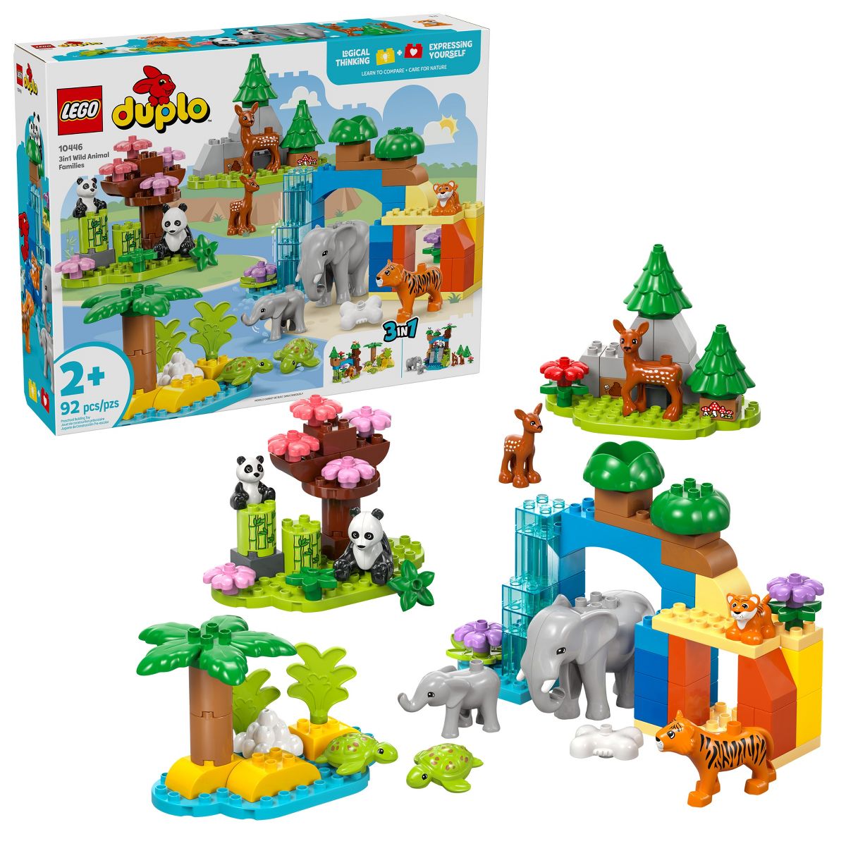 LEGO DUPLO Town 3 in 1 Wild Animal Families Preschool Learning and Building Toy 10446