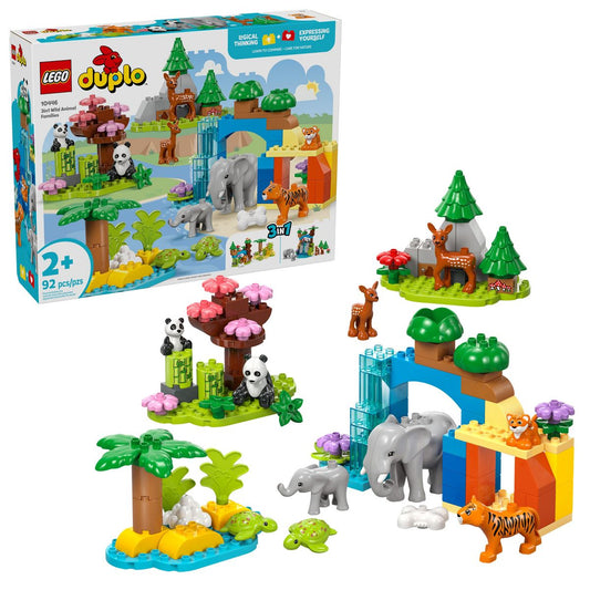 LEGO DUPLO Town 3 in 1 Wild Animal Families Preschool Learning and Building Toy 10446